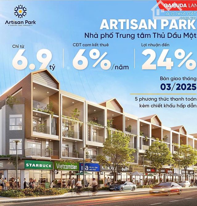 Artisan Park Nhà phố 2 mặt tiền đường, cam kết cho thuê 24%/4 năm